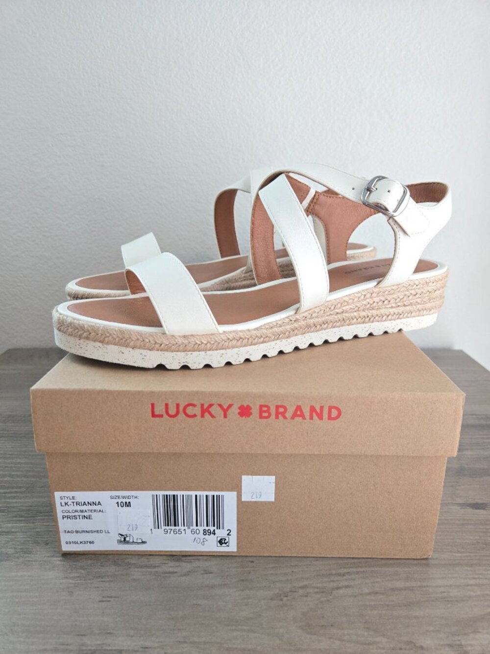 Lucky Brand Women's Trianna Strappy Espadrille Wedge Sandals Off White Size 10M - Picture 13 of 13